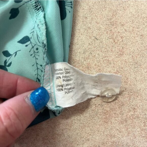 Esprit 2 Tone Green Floral Midi Sheer Flare Skirt - Picture 6 of 9